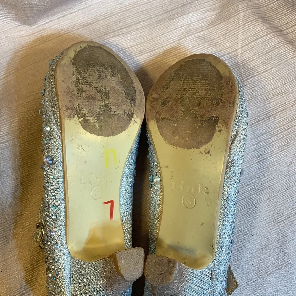 Link bedazzled dressy heels worn once for a weddin